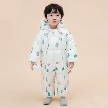 Tengduo 주니어 패딩 우주복 점퍼 겨울 공용의류 여우털 모자달린 일체복 외출복 0~18개월