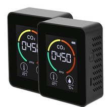 디지털 co2 meter co2 sensor air quality monitor air analyzer 이산화탄소 온도 습도 측정기 가스 감지기, 협력사, 2 개 블랙