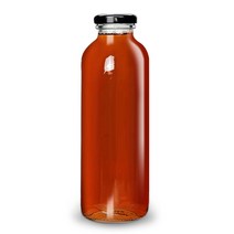 MIR 유리병 일자 주스병 500ml 카페 쥬스 밀크티 더치 통, 철캡 화이트