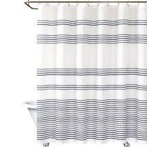 Curtainking 심플 스트라이프 방수 샤워 커튼, 1개, 블루계열