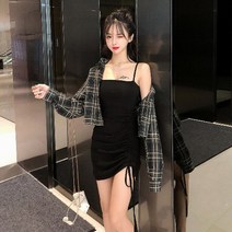 봄 여름 자외선 차단 자켓 여름 캐주얼 패션 그리드 셔츠 선 스크린 코트 + 슬림 슬링 가방 힙블루 체크 투피스 정장 여성