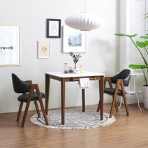 보니애가구 브루니 800 12T 화이트 통세라믹 2인 식탁 세트(2색 택1) 식탁세트, 월넛브라운