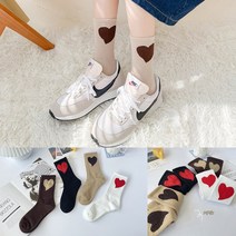 여성 학생 예쁜 데일리 패션 양말 큰하트 포인트 양말 4켤레 세트