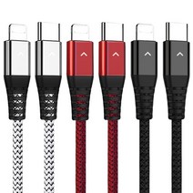 베리어 PD C to 라이트닝 아이폰 고속충전 케이블 3개입, 1.2m, 혼합색
