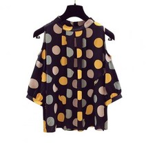 땡땡이 도트 블라우스 셔츠 루즈핏 쉬폰 여성 오버핏 오피스룩