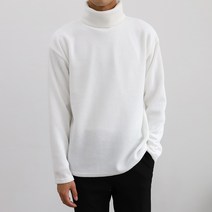 더베이직샵 세미오버 골지 니트 하이 터틀넥 긴팔 폴라 티셔츠