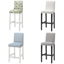 이케아 의자커버 BERGMUND 베리문드 등받이바스툴커버 롬멜레 다크블루/화이트