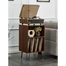 레코드 보관함 캐비닛 엘피 꽂이 소장 수집 나무 선반, 책상 캐비닛 어두운 호두 색상(조립 필요)