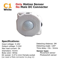 iot스위치 모션 센서 조명 스위치 12V PIR 24V 5V 움직임 감지기 타이머 적외선 자동 ON OFF 라이트 야외, 07 C1 White