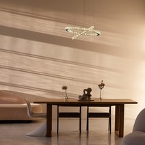 크리스탈 링 2단 (플리커프리 삼성 LED기판) 거실 샹들리에 인테리어 로비 펜던트 조명, 전구색(노란빛)