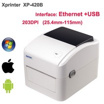 라벨프린터 도트프린터 라벨기 라벨스티커 Xprinter 4 인치 배송 라벨/익스프레스/열 바코드 라벨 프린터 D, 03 Ethernet and USB_04 영국 플러그