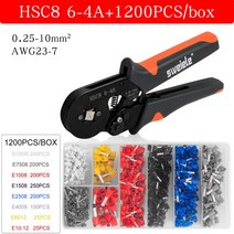 전선 탈피기 피복 와이어 관형 터미널 압착 공구 어 6-4A 0.25mm /6-6A 수공구 미니 페룰 고정 장치 키트, 07 6-4A   B 1200pcs