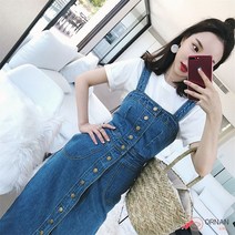 오르난 멜빵치마 데님 민소매 가을 청 원피스 ZE2821