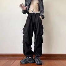 남자점프수트점프슈트작업복멜빵작업복 멀티 포켓 카고 하렘 팬츠 남성용 힙합 캐주얼 트랙 조깅 바지 스트리트웨어 패션 하라주쿠, [06] Chinese Size XXXL, [01] Black
