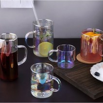 [요리하는남자들] 심플 오로라 내열유리 머그컵 5type 특이한 글라스 예쁜 카페 머그잔 사무실컵 티머그, 530ml