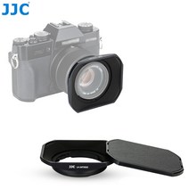 카메라 렌즈 마개 jjc lh-xf35-2 금속 사각형 렌즈 후드 fujifilm fujinon xc 35mm f2amp xf 23mm35mm f2 r wr 렌즈 on 렌즈뚜껑, 은