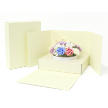 박스앤박스 원웨이 서프라이즈 플라워 박스 센터피스 선물 꽃 상자 비누꽃 용돈박스 어버이날 기념일, 1개, 연노랑