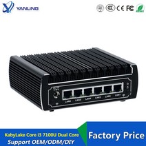 6 이더넷 LAN 팬리스 PFSENSE 미니 PC 인텔 KABYLAKE 코어 I3 7100U DDR4 RAM AES-NI LINUX 서버 방화벽 컴퓨터 10, 하드 디스크 없음, 4G RAM