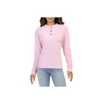 DONNI. Womens Henley Pink Knit Cozy Pullover Sweatshirt Loungewear L BHFO 0090