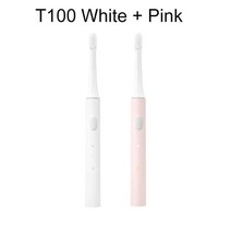 Xiaomi-미지아 T100 전동 칫솔 스마트 음파 다채로운 USB 충전식 IPX7 방수 헤드 Mi, White add Pink