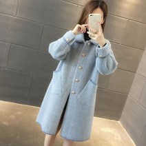 여자 모피 코트 루즈핏 니트 체크 롱 밍크 코트RT2207