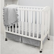 American Baby Company Heavenly Soft 밍키 도트 3피스 미니/휴대용 아기 침대 침구 세트 에크루 남아 및 여아용, Grey