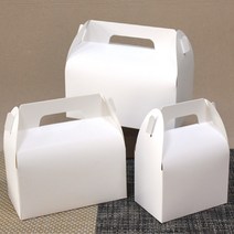 천사돌 브라운 선물상자 ( 대 중 소 ) 손잡이상자 쿠키포장상자 마카롱상자 선물포장 답례품 케이크상자 떡상자 베이커리포장, 52-1.화이트 선물상자(소), 1장