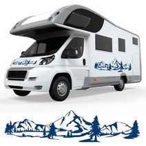 간단부착거대한 캠핑 자동차 산 풍경 스티커 데칼 RV 트레일러 트럭 정글 포레스트 어드벤처 비닐 장식, 02 WHITE_02 100x25cm