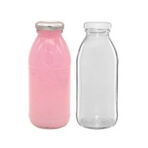 [유리병] 금속캡 딸기우유병300 1개 300ml, 핑크마개