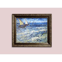 [반아트 리얼 붓터칭] 반고흐 그림 바다 풍수 그림 인테리어 소품 개업 집들이 선물 재물운 그림, 엔틱 브라운