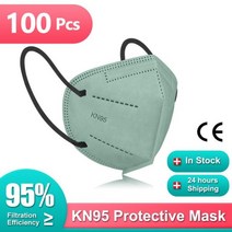 KN 95 마스크 FFP2 인증서 CE FFPP2 5 레이어 마스카라 FPP2 Homologada 유로파 FFP3 성인 FFP2Mask CE FP2 Masque FFP 2, Light green 100pcs