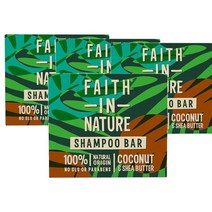 페이스인네이처 Faith in Nature Shampoo Bar 코코넛 & 시어버터 샴푸 바 85g, 4팩