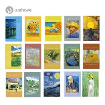 WEHAVE 세계 명화 그림엽서 세트 고흐 마티스 모네 피카소 외 인테리어엽서, 1세트, 명화엽서세트(고흐 B) + 모란디 원형스티커