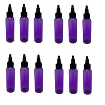 Natural Farms 59.1ml2온스) 퍼플 코스모 플라스틱 병 - 12팩 빈 리필 가능 BPA 프리 에센셜 오일 아로마테라피 | 블랙 트위스트 탑 캡 미국 제조