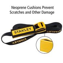 STANLEY S4002 블랙 옐로우 2.54cm x 50.8m 1인치 19.6피트 캠버클 타이 다운 래싱 스트랩 후크 포함 - 튼튼함 453.6kg 1000파운드 화물 지원