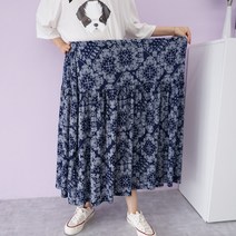 빅걸스토리 빅사이즈 여성 밴딩 페이즐 셔링 롱 스커트