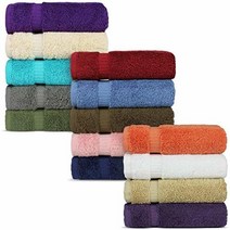 Chakir Turkish Linens 터키산 면 럭셔리 호텔 및 스파용 목욕 타월 핸드 6개 세트 네이비 블루, 12-Piece Washcloths_Multicolor