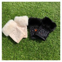 로로얼로이 겨울 라운딩 블링블링 따스한 예쁜 퍼 골프 손등장갑 손워머 등산 나들이 필드용품 반장갑, 선택완료