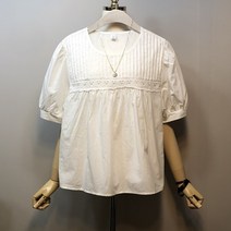 라임브릿지 버닝 핀탁 셔링 블라우스
