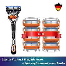 안전 면도기 질레트 퓨전 5 Proglide 스트레이트 면도기 남성용 면도기 블레이드 면도기 카세트 수염 면도기, 1razor 8pcs blades
