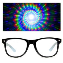 GloFX Spiral Ultimate 회절 안경 - 블랙 레이브 프리즘 그레이팅 무지개 불꽃놀이 나선형 3D 효과 훌륭한 Edm 콘서트 액세서리 음악 축제 필수
