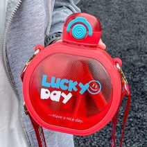 Lucky Day 어른 빨대 컵 대용량 학생 물병 610ML, 레드