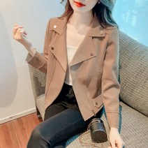 캐주얼 세무 라이더 코디 인조가죽자켓 남자 갈색 여성 노카라 라이더 라이딩