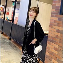 Momolatti 여성용 기초적인 블레이저 오버핏 자켓 스프링 얇은 부분