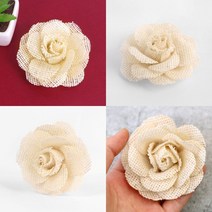 베이지 DIY부자재 린넨 장미꽃 플라워장식 플라워공예