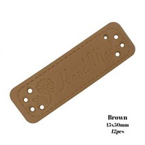 에대꽃과 수제 선물 레이블 농촌 Pu 가죽 손으로 만든 태그 자연 꽃 로고 모자수제, 01 Brown labels 12pcs