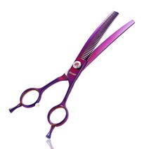 LYNHUAND 17.8cm(7인치) 강아지 그루밍용 전문가용 곡선형 얇은 가위 날카로운 날 블렌딩 그루밍 일본 440C 스테인리스 스틸 내구성이 뛰어나고 매끄러운 모션 및 미, Multicolored