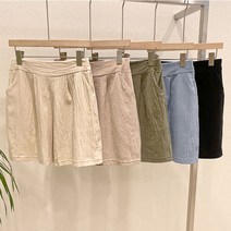 네쥬 여성 봄 여름 린넨 핀턱 편한 뒷밴딩 4부 반바지