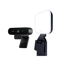 로지텍 Brio 4K Webcam Ultra 4K HD 비디오 통화 노이즈 캔슬링 마이크 HD 자동 조명 보정 넓은 시야 마이크로소프트 팀과 함께 작동 줌 Google 음성 PC/, Webcam + Litra Glow, Webcam + Litra Glow