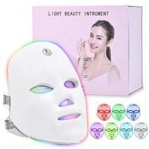 뷰티디바이스 무선 Led 페이스 마스크 라이트 테라피 광자 USB 충전 7 색 페이셜 노화 방지 피부 재생 스킨, 02 With Retail Box